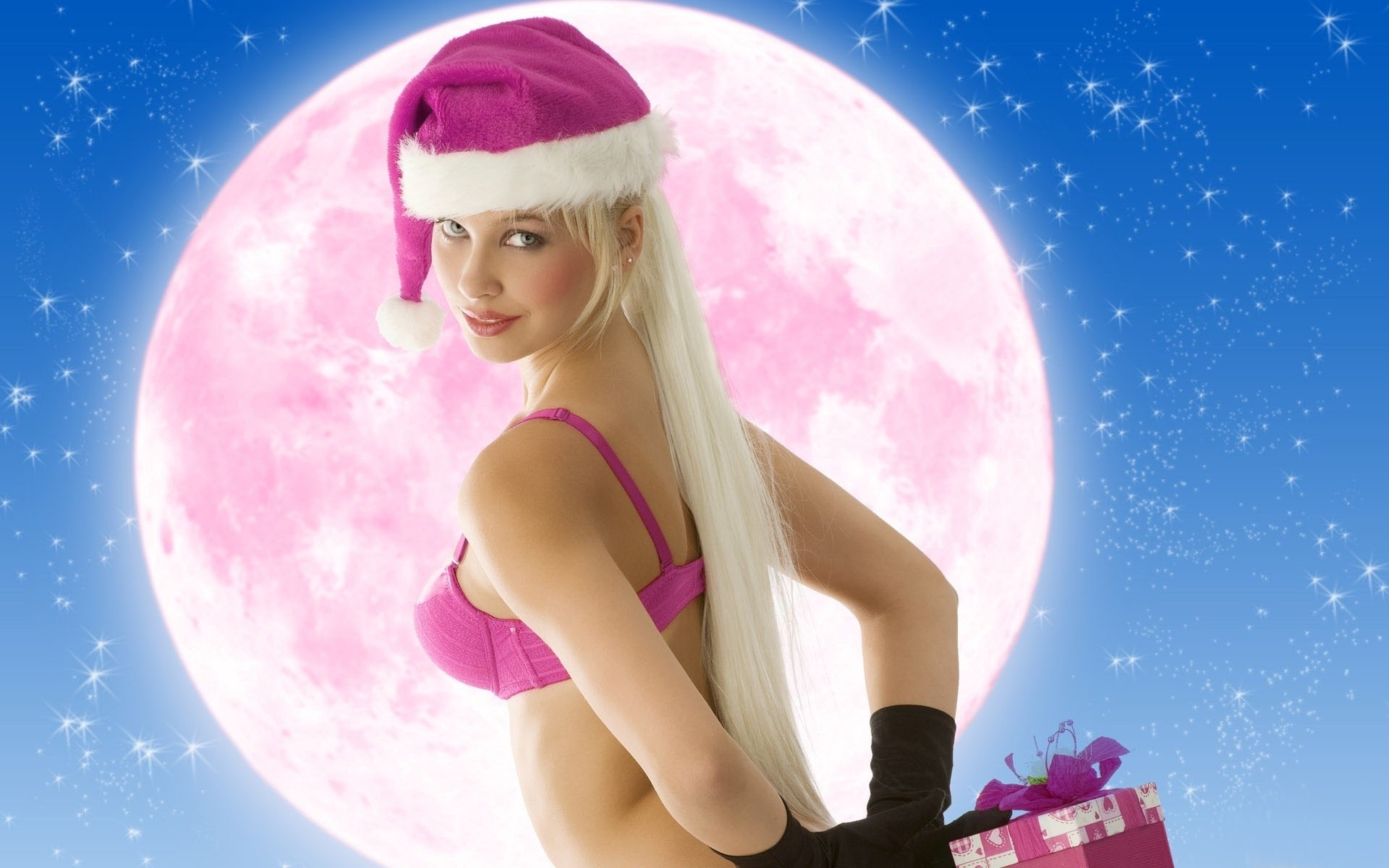 natale donna inverno cielo moda divertimento luna neve ragazza