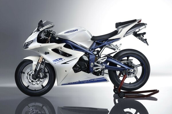 White sport bike in the studio