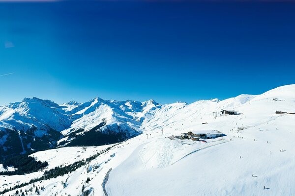 Snowy mountains, winter resort