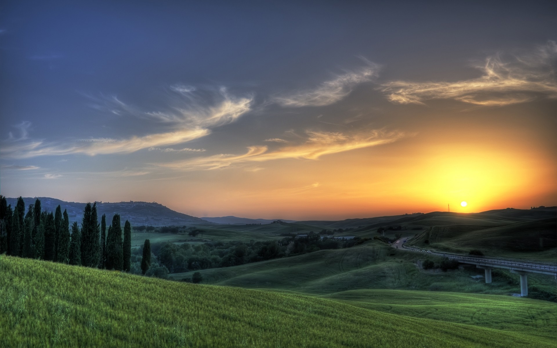 landscapes sunset landscape nature dawn sky outdoors travel evening grass tree sun countryside fair weather summer hrd