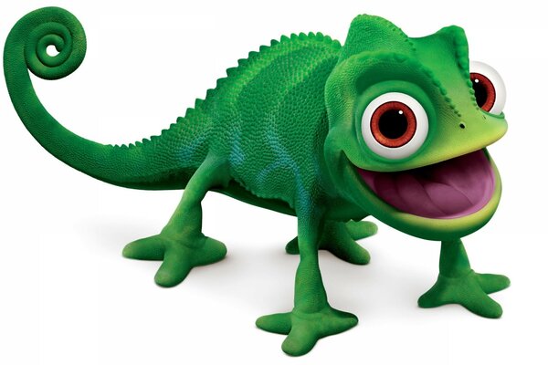 Imagen de un lagarto verde sonriente