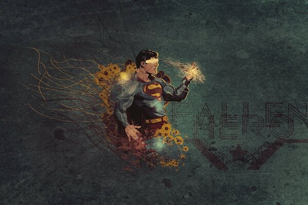 Рисунок супермена на сером фоне