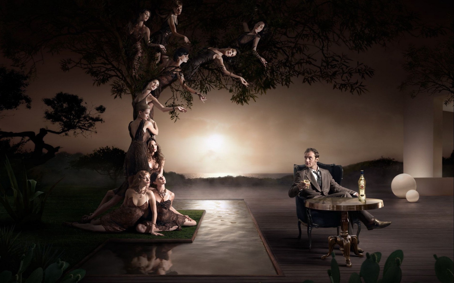 photo manipulation adult woman one art man light furniture tree picture photo girl