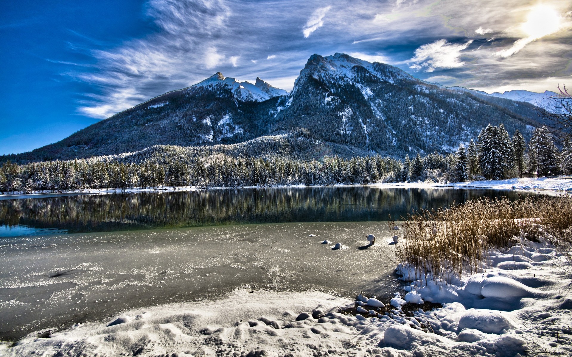 germania neve montagna paesaggio acqua natura inverno cielo scenico ghiaccio viaggi all aperto lago freddo picco di montagna vista carta da parati