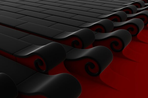 Curlicues black and red contemporary art