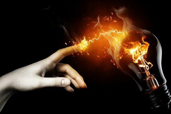 Futuristic image of a hand and fire