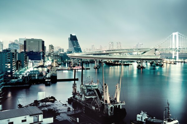 A port in a huge metropolis of Japan