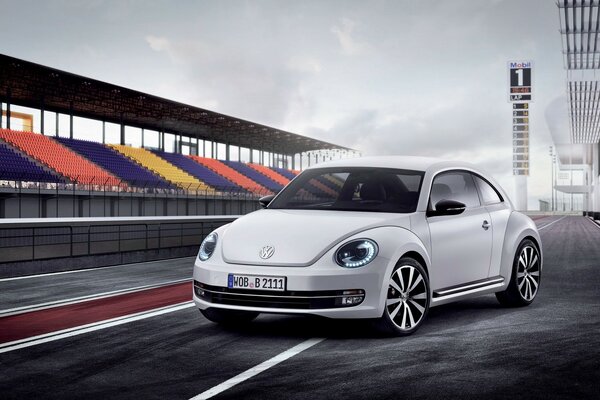 White Volkswagen car at the stadium