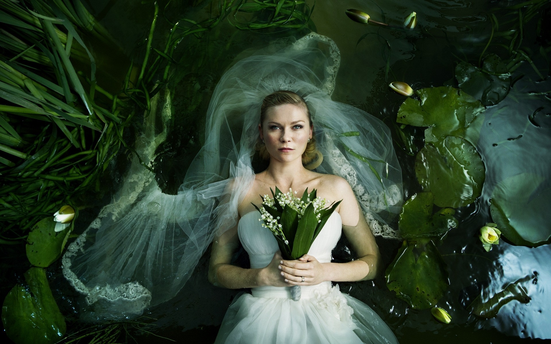 películas boda vestido novia moda chica mujer modelo flor retrato glamour hermoso velo naturaleza amor nupcial lars von trier película anticristo kirsten dunst