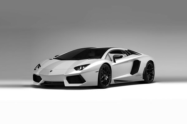 Siyah tekerlekleri olan gümüş lamborghini