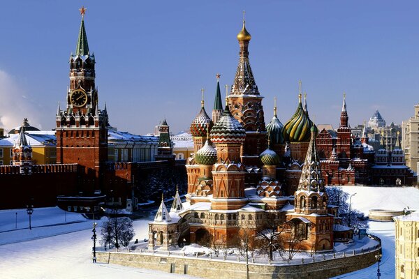 La arquitectura del Kremlin ruso en invierno