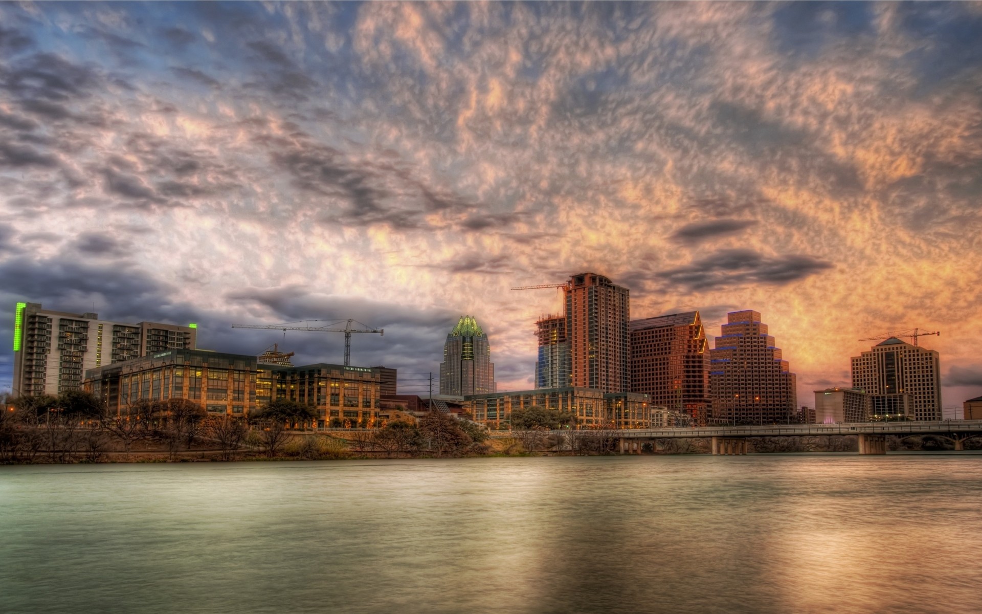 usa ville maison architecture eau rivière skyline ciel voyage coucher de soleil ville réflexion urbain soir gratte-ciel aube crépuscule texas usa nous bna amérique