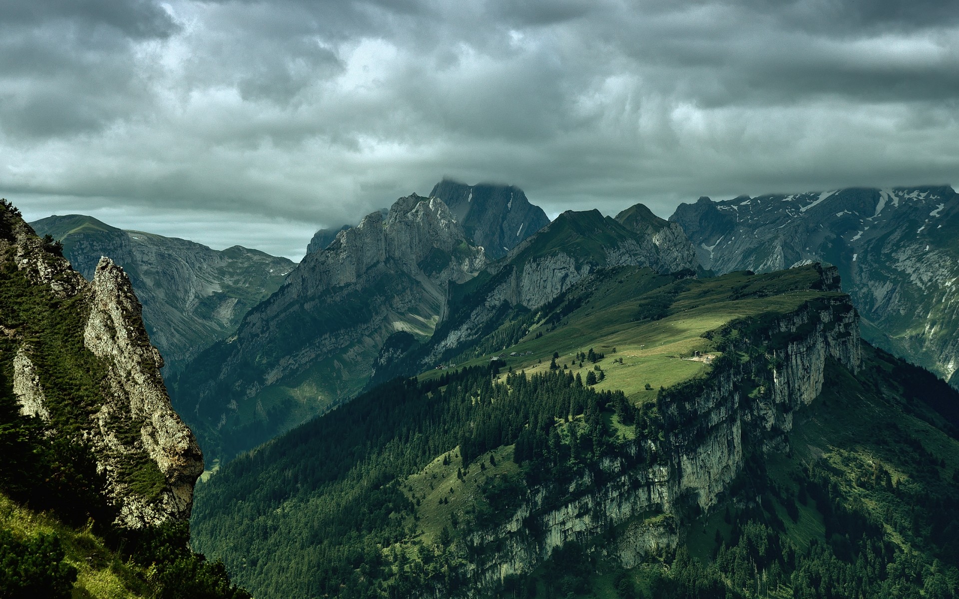 landscapes mountain travel outdoors landscape nature sky valley snow rock hike clouds trees green grass