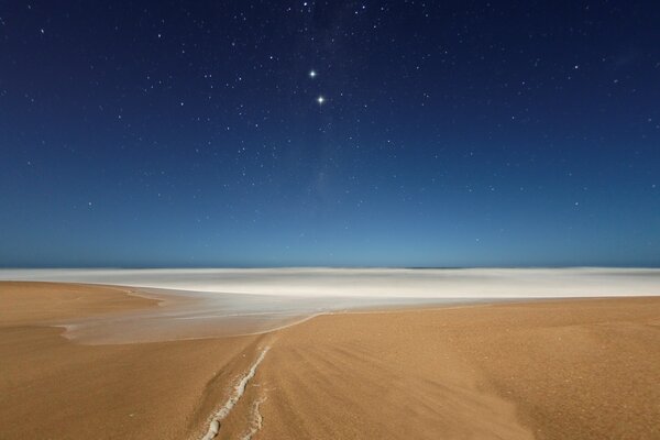 Desert on the background of the starry sky