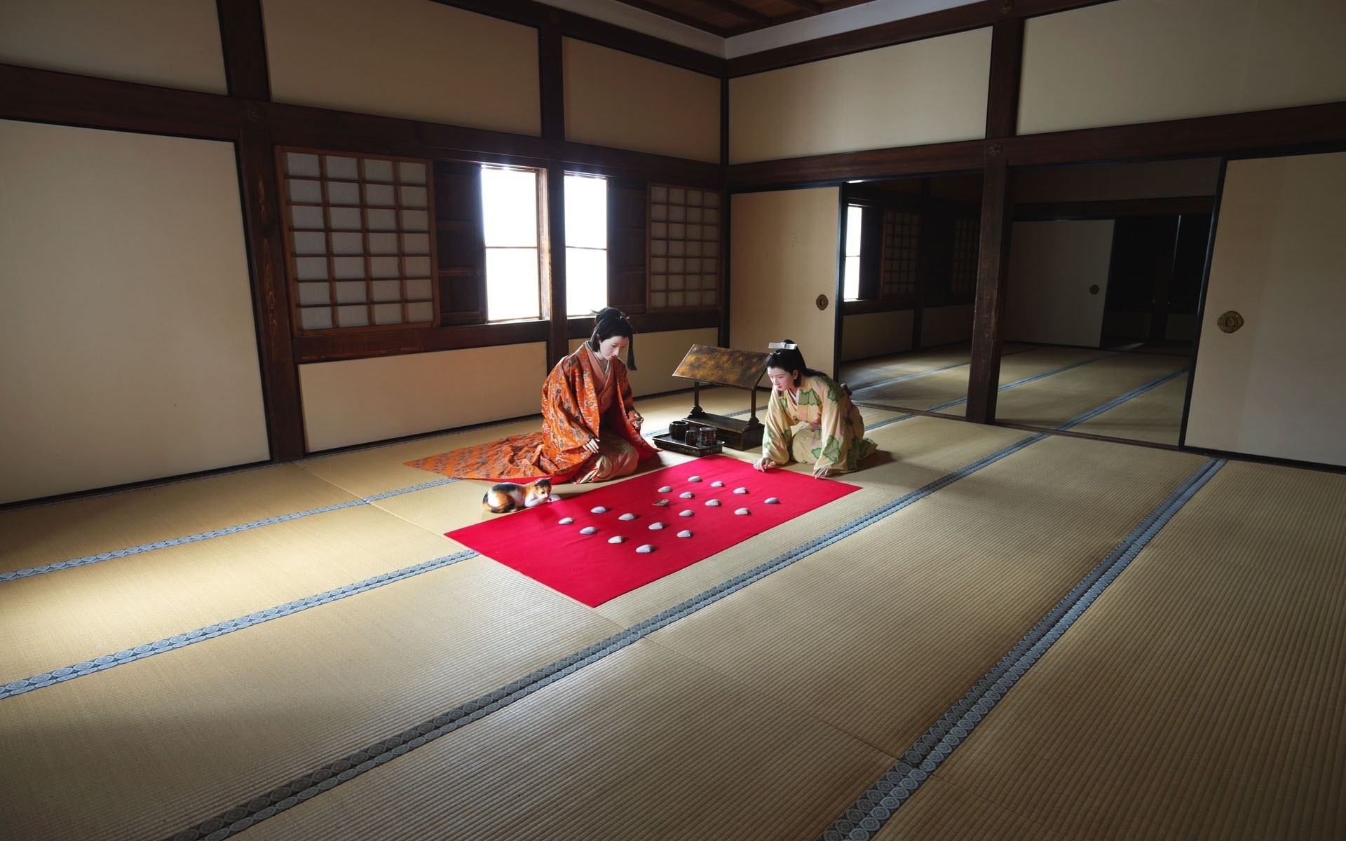 japan indoors room furniture floor museum adult home portrait window