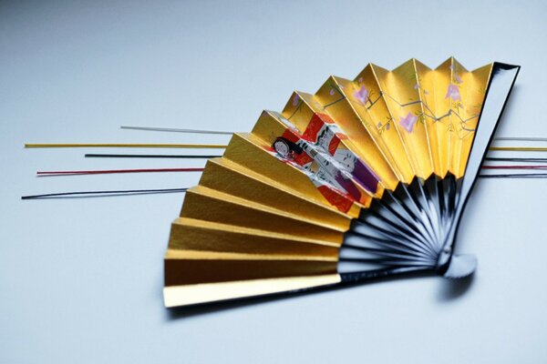 Japanese fan color on a light background