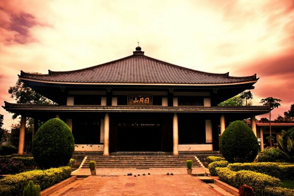 Japanese house with a beautiful garden