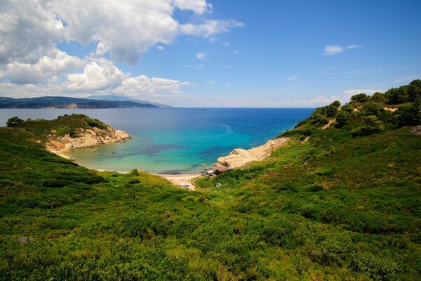 Blue lagoon landscape in the waters of Greece