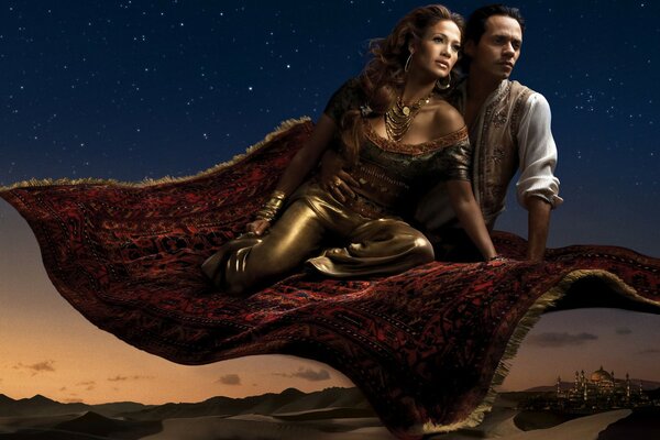 Jennifer Lopez con su marido en la imagen de Aladdin y Jasmine