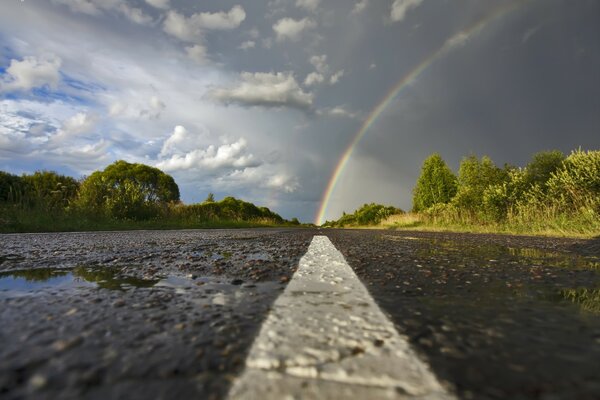 The image of a beautiful road against the background of nature