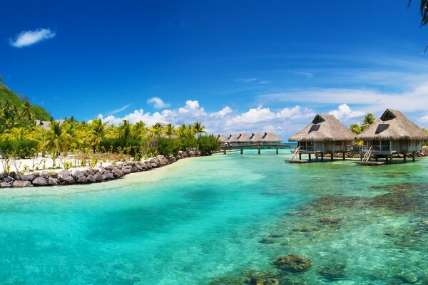 Viagem pela água para uma praia tropical de Verão