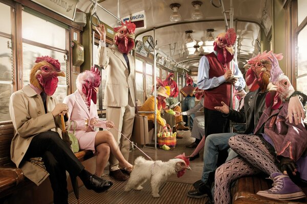 Photo de groupe de personnes portant des masques dans le métro