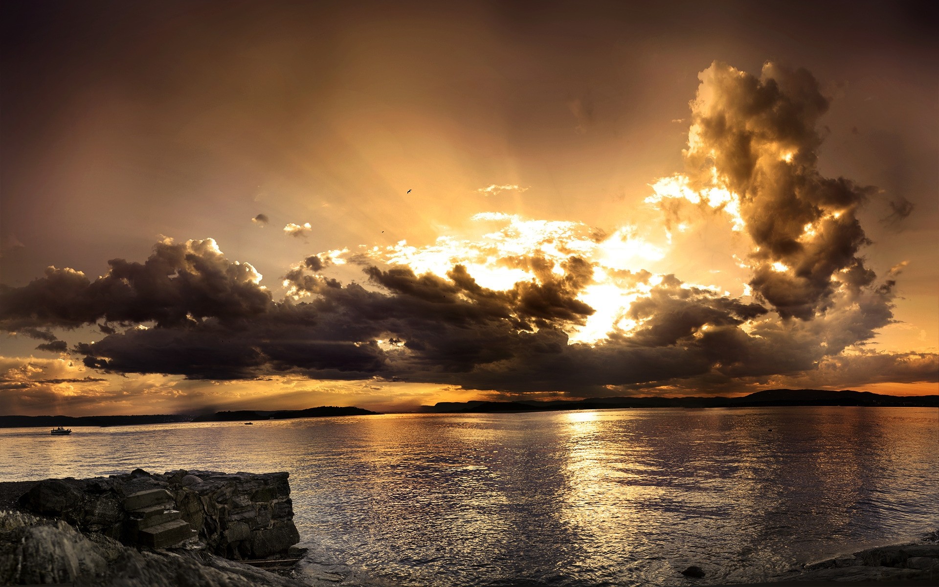 summer sunset water sun dawn beach dusk sea sky evening ocean seascape storm dramatic nature landscape fair weather reflection clouds