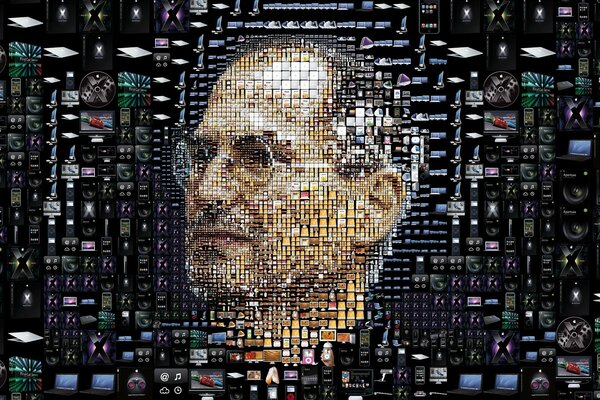 Steve Jobs portret z ikon. Technologia komputerowa