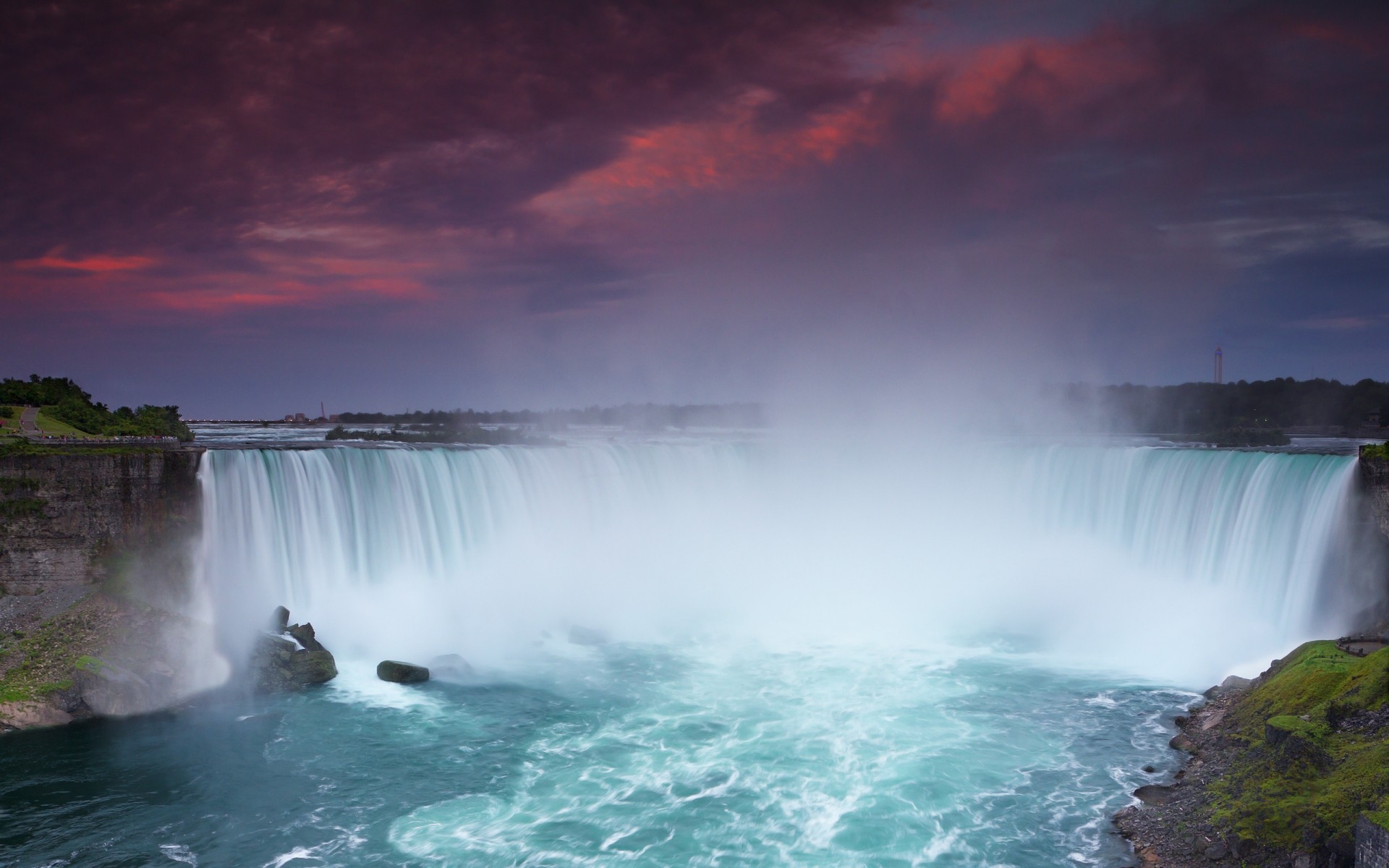 landschaft wasser reisen wasserfall landschaft im freien nebel fluss regenbogen natur brandung niagara landschaft sonnenuntergang