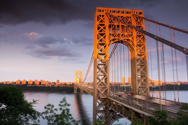 The openwork arch of the bridge over the river