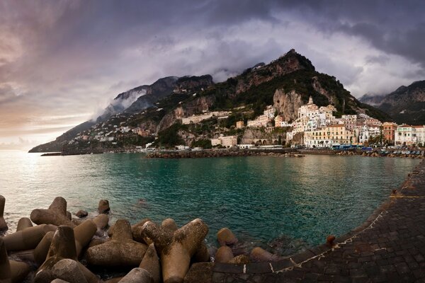 Sea waters wash the Italian coast