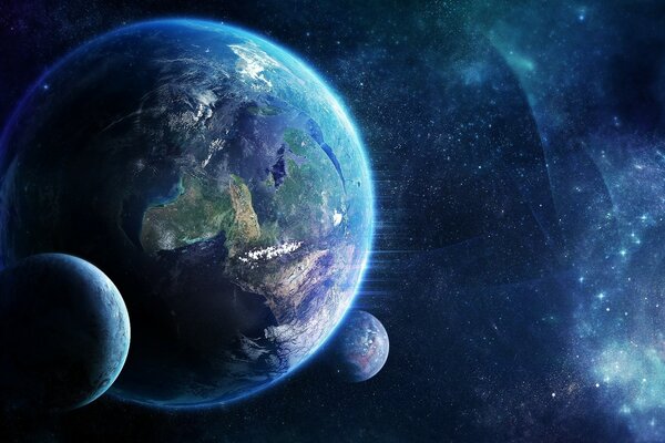 The big planet Earth in space