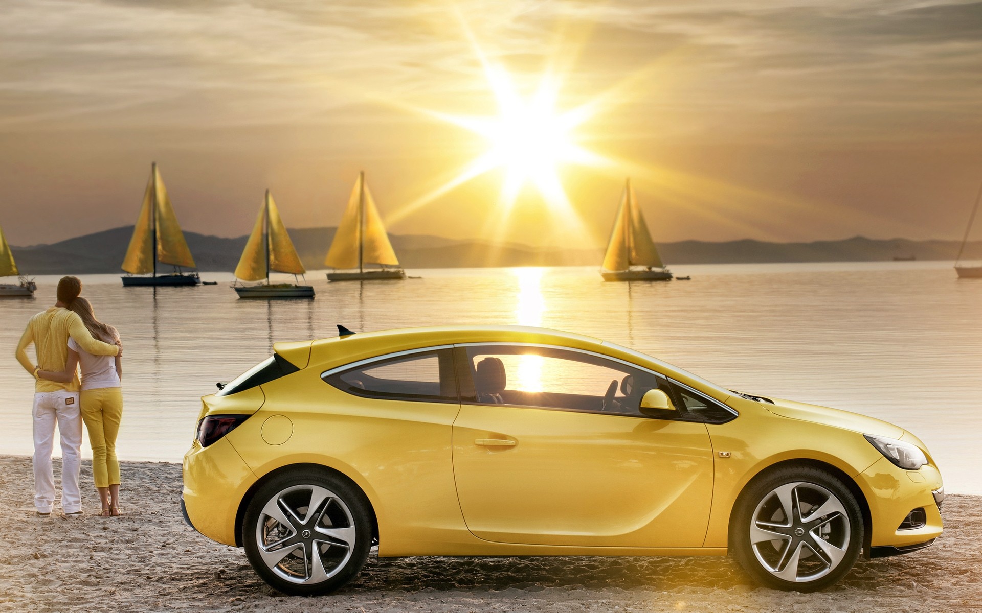 opel voiture voiture système de transport plage coucher de soleil dépêchez-vous opel astra