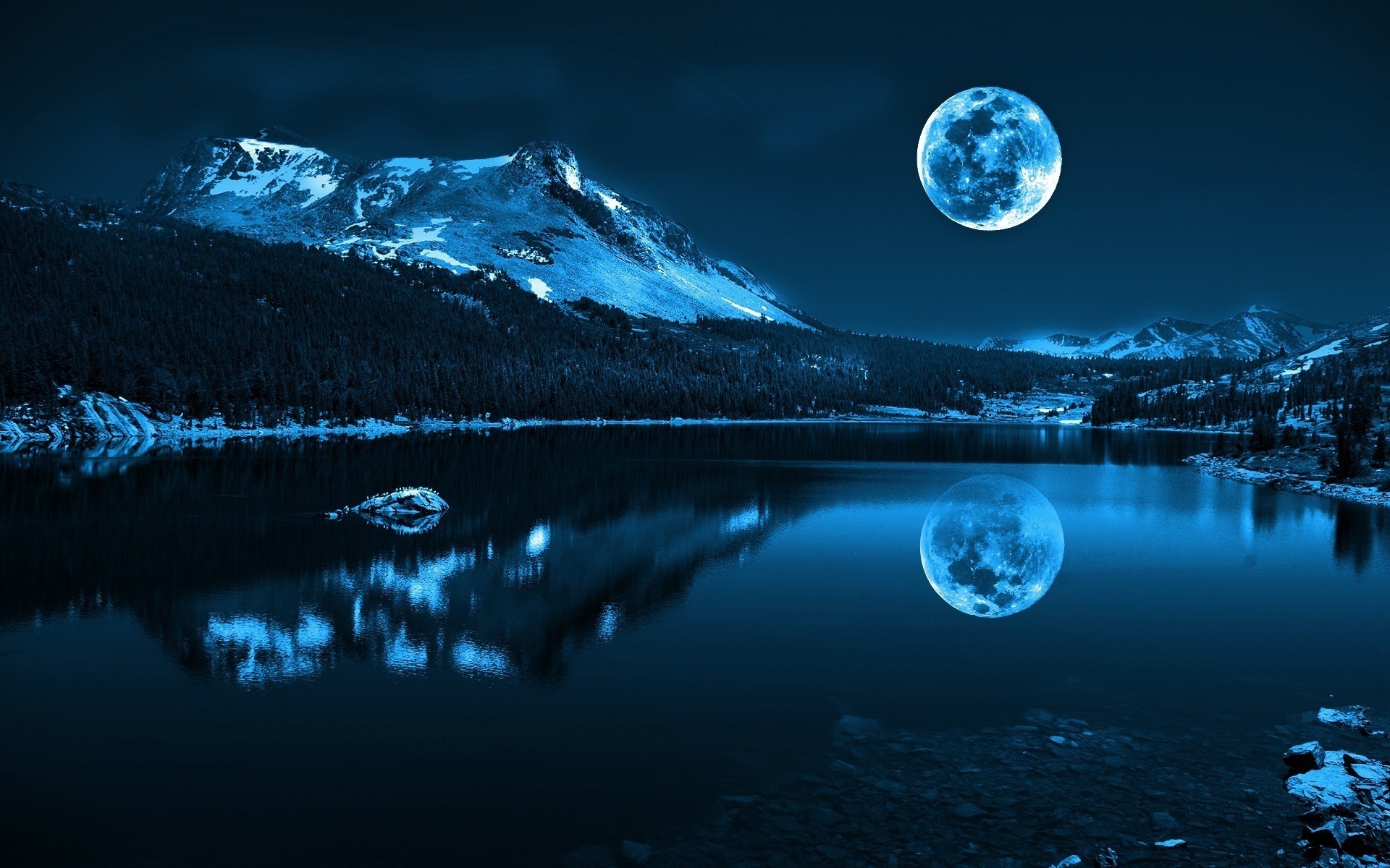 paysage lune science réflexion voyage planète eau nature ciel lumière paysage sombre lac montagnes paysage