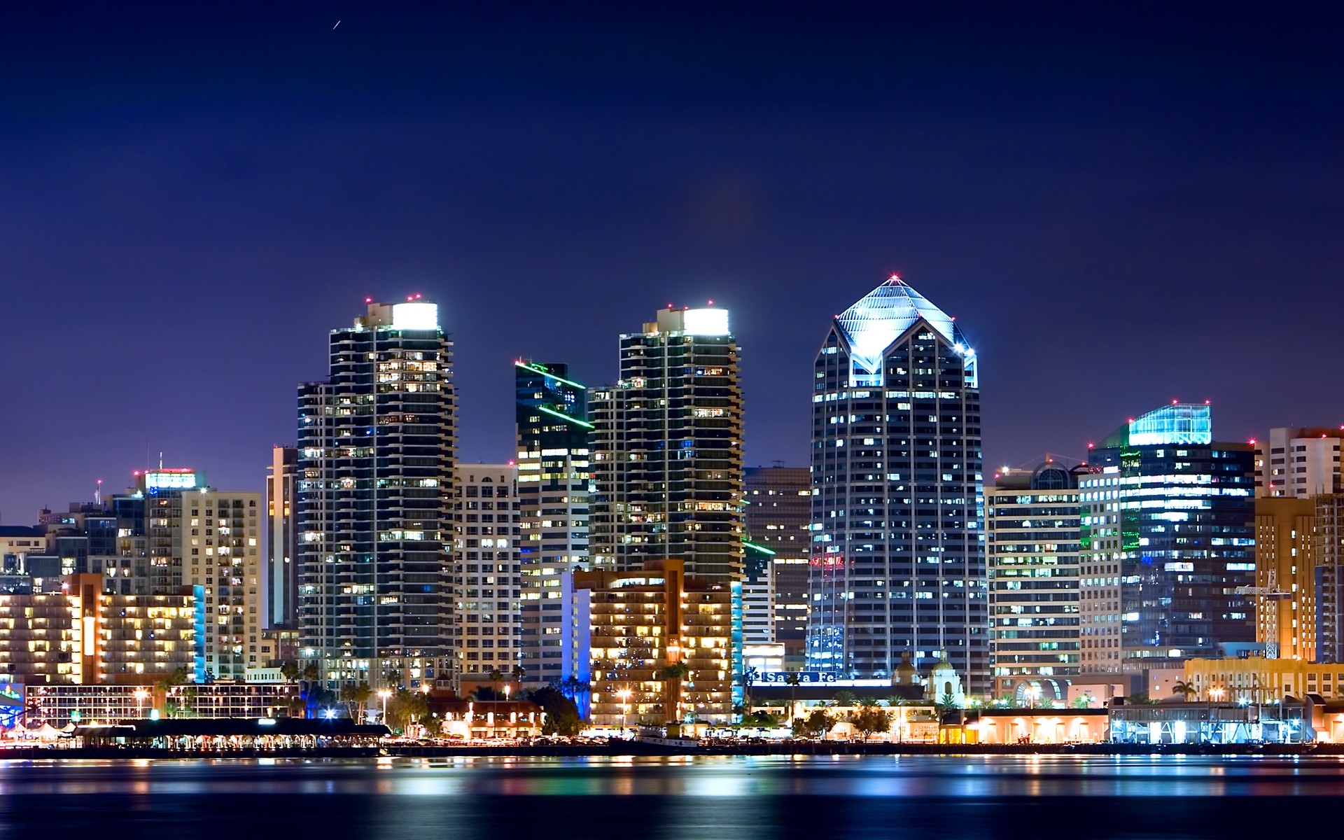 eua cidade arquitetura centro da cidade cidade skyline arranha-céu crepúsculo casa viagens céu moderno escritório iluminado urbano noite beira-mar negócios finanças torre água noite luz vista edifícios blocos