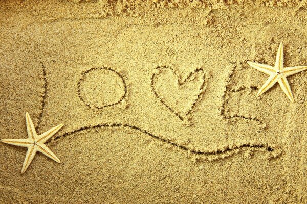 A love note on the sand of the beach