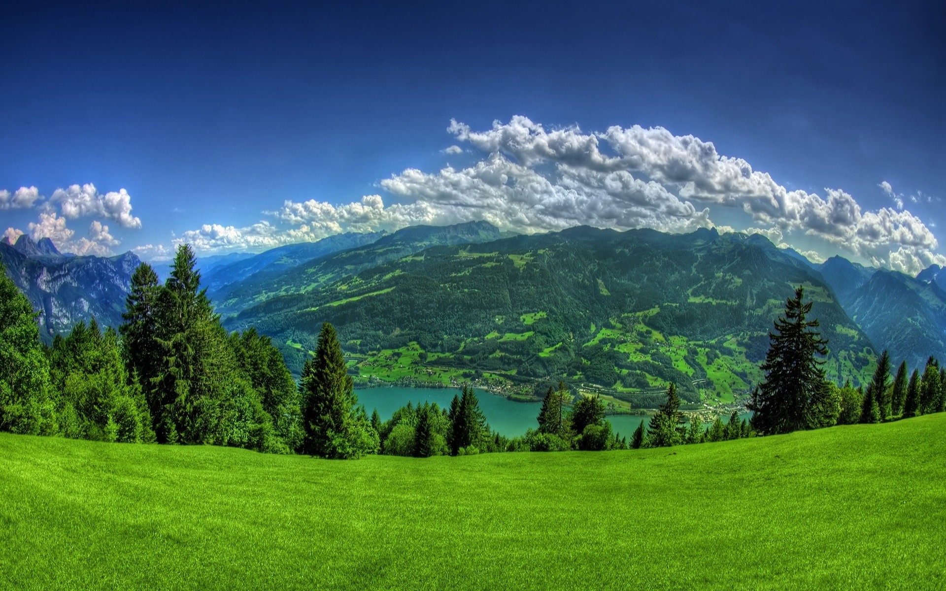 printemps herbe paysage nature foin bois bois montagnes ciel à l extérieur colline été beau temps pâturage rural pittoresque campagne champ pâturage nuage