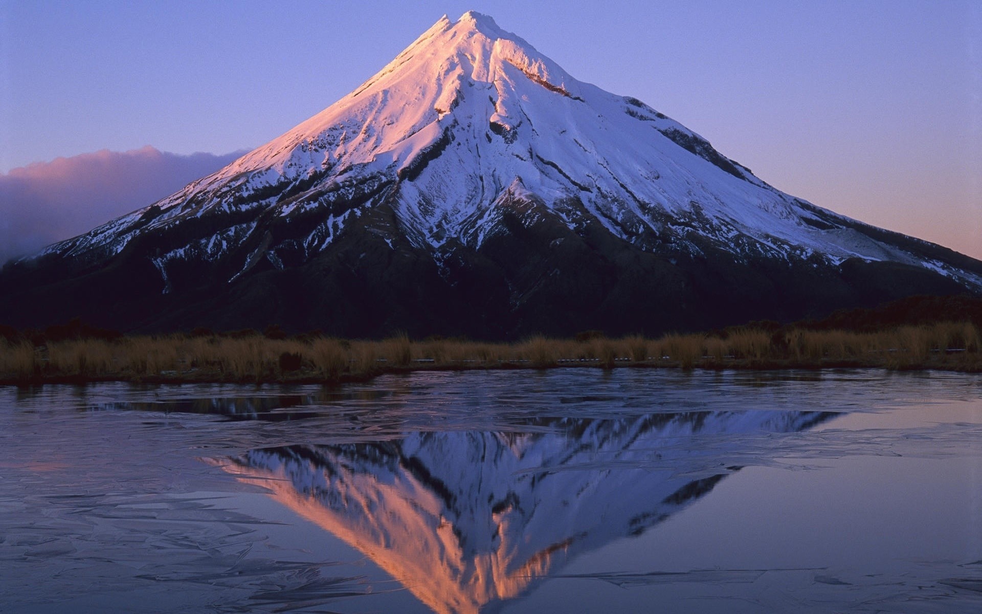 winter snow mountain volcano water lake landscape reflection dawn travel scenic outdoors sunset majestic ice