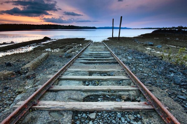 The railway tracks go into the distance