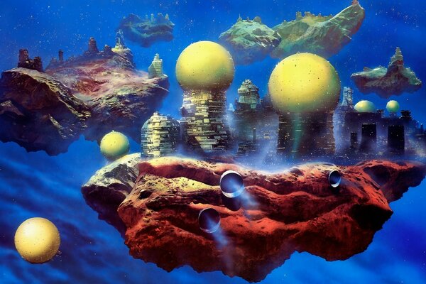 काल्पनिक, पानी के नीचे की दुनिया और पीले रंग की गेंदें