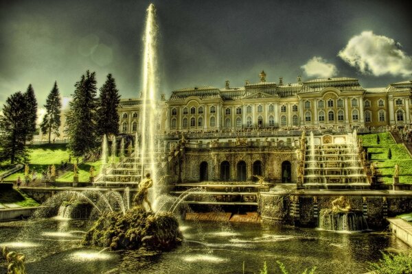 Fountain on the background of the estate