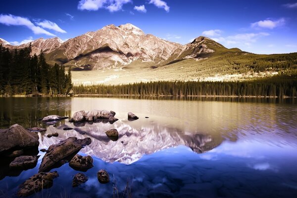 Beautiful landscape of a mountain lake