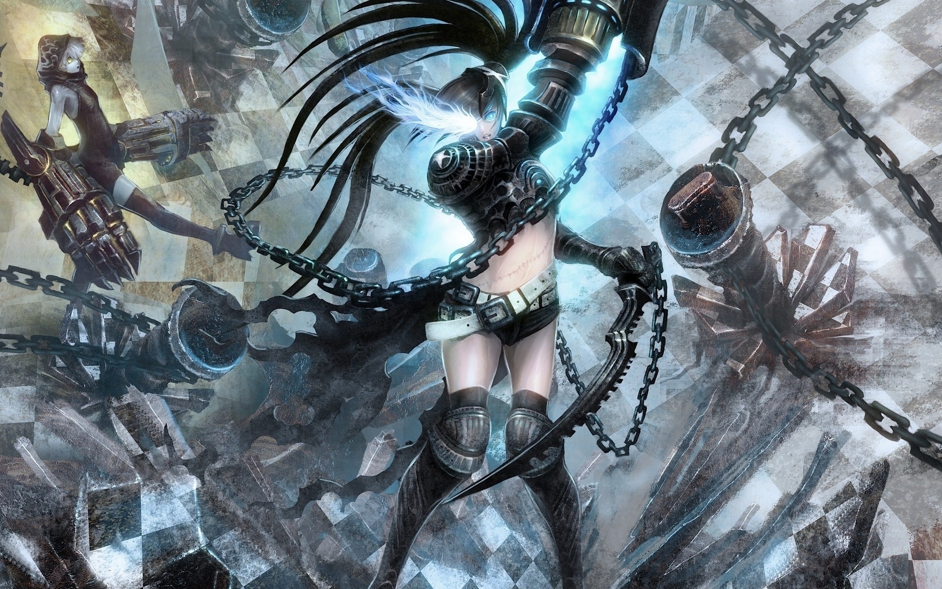 cartoons art painting black rock shooter anime