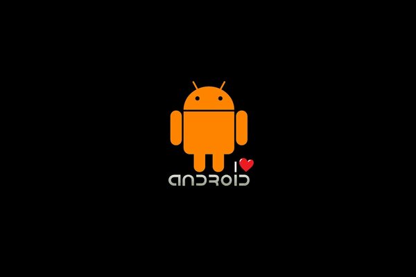 Segno arancione Android su sfondo nero