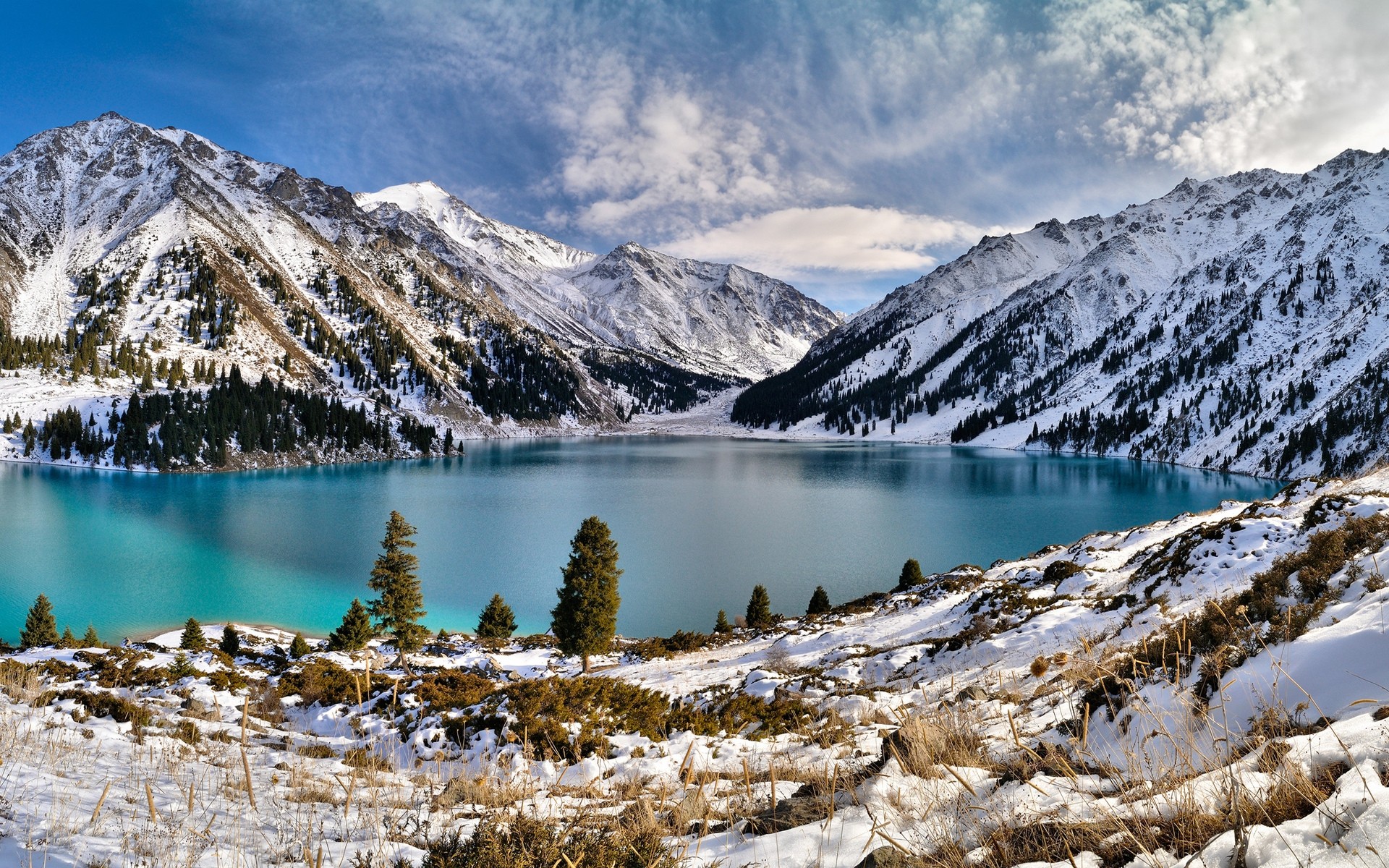 winter snow mountain scenic lake water nature landscape travel mountain peak sky outdoors wood valley reflection daylight mountains scenery