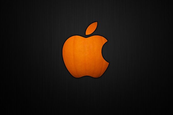 Logo Apple arancione su sfondo scuro