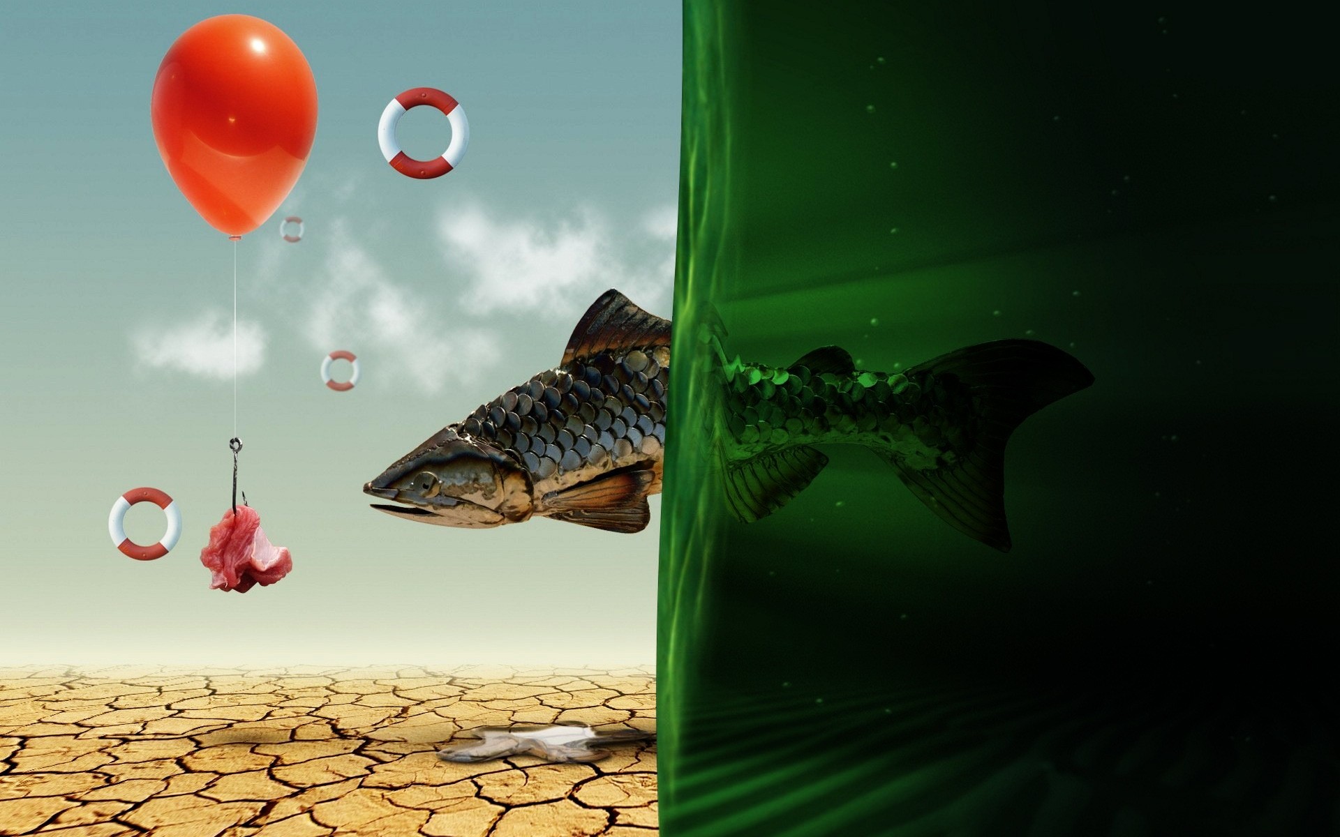 fantasie wasser fisch ozean unterwasser meer natur foto manipuliert ballon