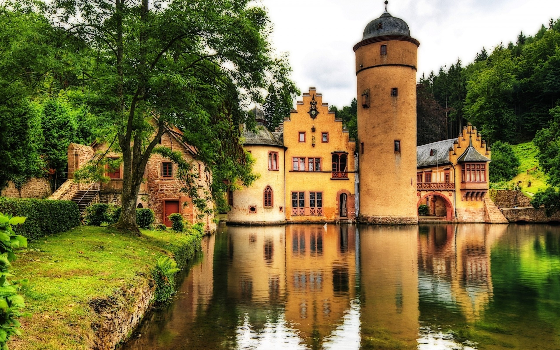 germany architecture water travel river old building gothic castle outdoors canal house ancient tower bridge lake summer sky tree tourism hdr nature landscape