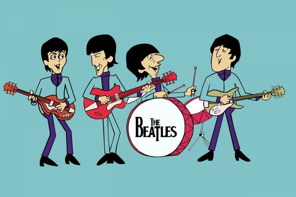 Sketch du groupe des Beatles illbibliographie