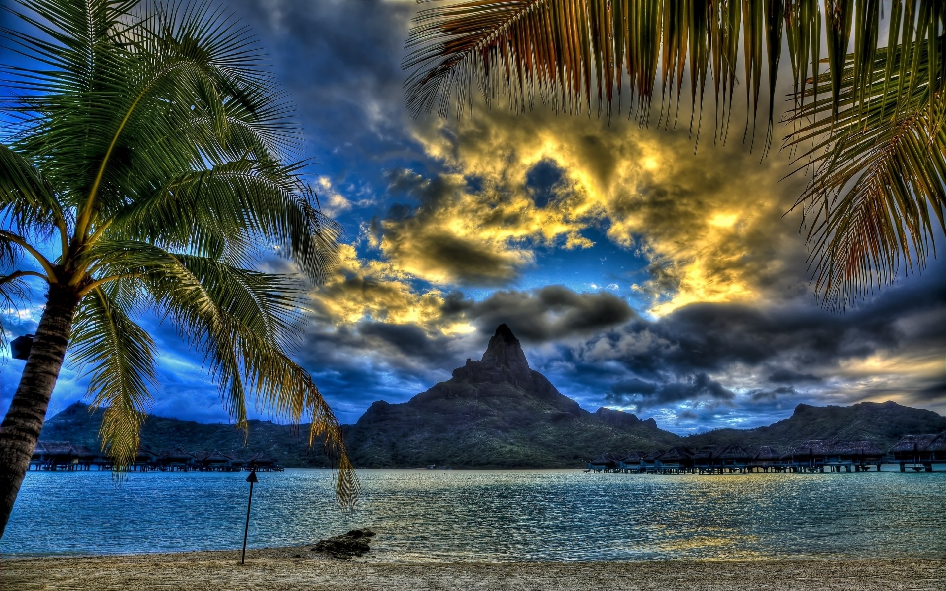 paesaggio spiaggia tropicale acqua oceano sabbia mare isola esotico sole palme estate paesaggio paradiso natura viaggi mare tramonto cielo vacanze palme bungalow drs